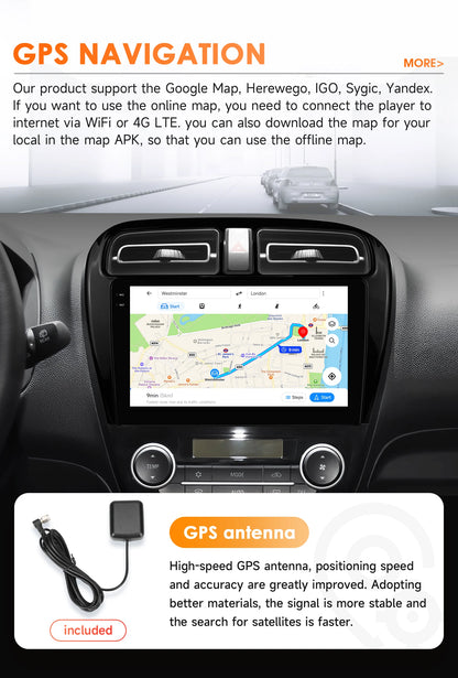 Hizpo 2 Din Android 14 Car Radio Multimidia For MITSUBISHI Mirage Spacestar Dodge Attitude 2012-2018 GPS Navigation Carplay DSP