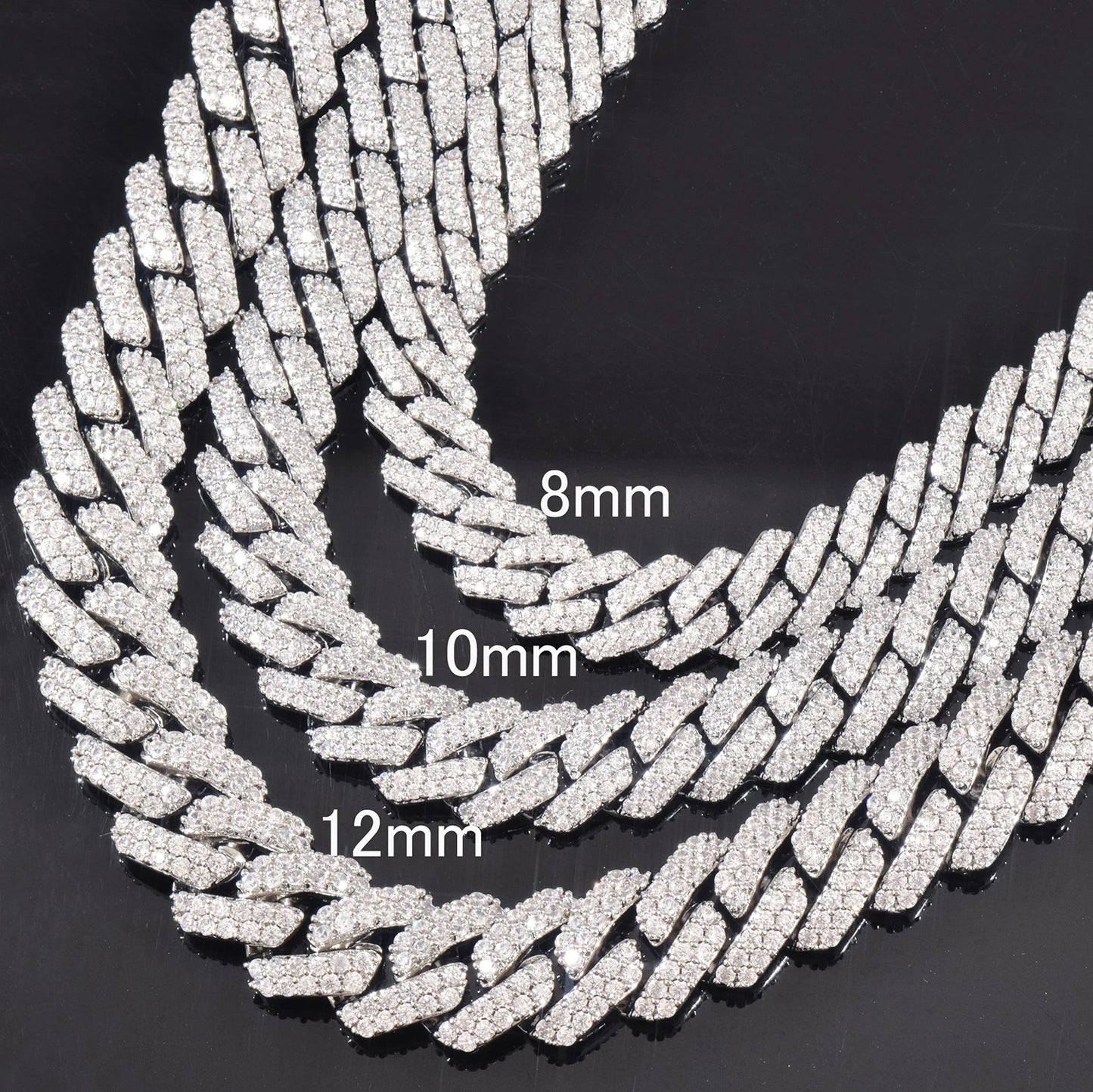 Iced Out Miami Cuban Chain Necklace For Men Women 8mm 10mm 12mm Zircon Link Gold Silver Color Fahion Hip Hop Jewelry
