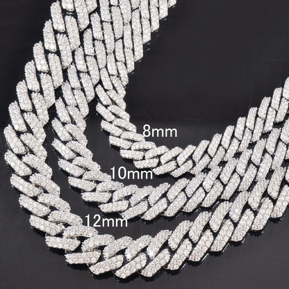 Iced Out Miami Cuban Chain Necklace For Men Women 8mm 10mm 12mm Zircon Link Gold Silver Color Fahion Hip Hop Jewelry