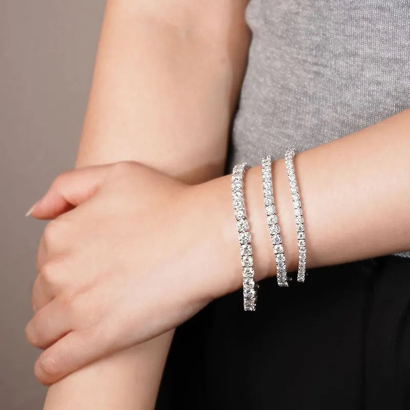 sterling silver 925 moissanite tennis bracelet 0.3ct  full row moissanite bracelet  tennis bracelet