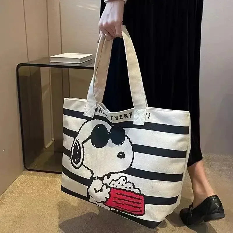 HOT Snoopy student cartoon large-capacity tote bag new versatile printed mommy bag portable shoulder shopping bag canvas bag