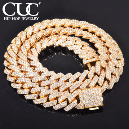 Iced Out Miami Cuban Chain Necklace For Men Women 8mm 10mm 12mm Zircon Link Gold Silver Color Fahion Hip Hop Jewelry
