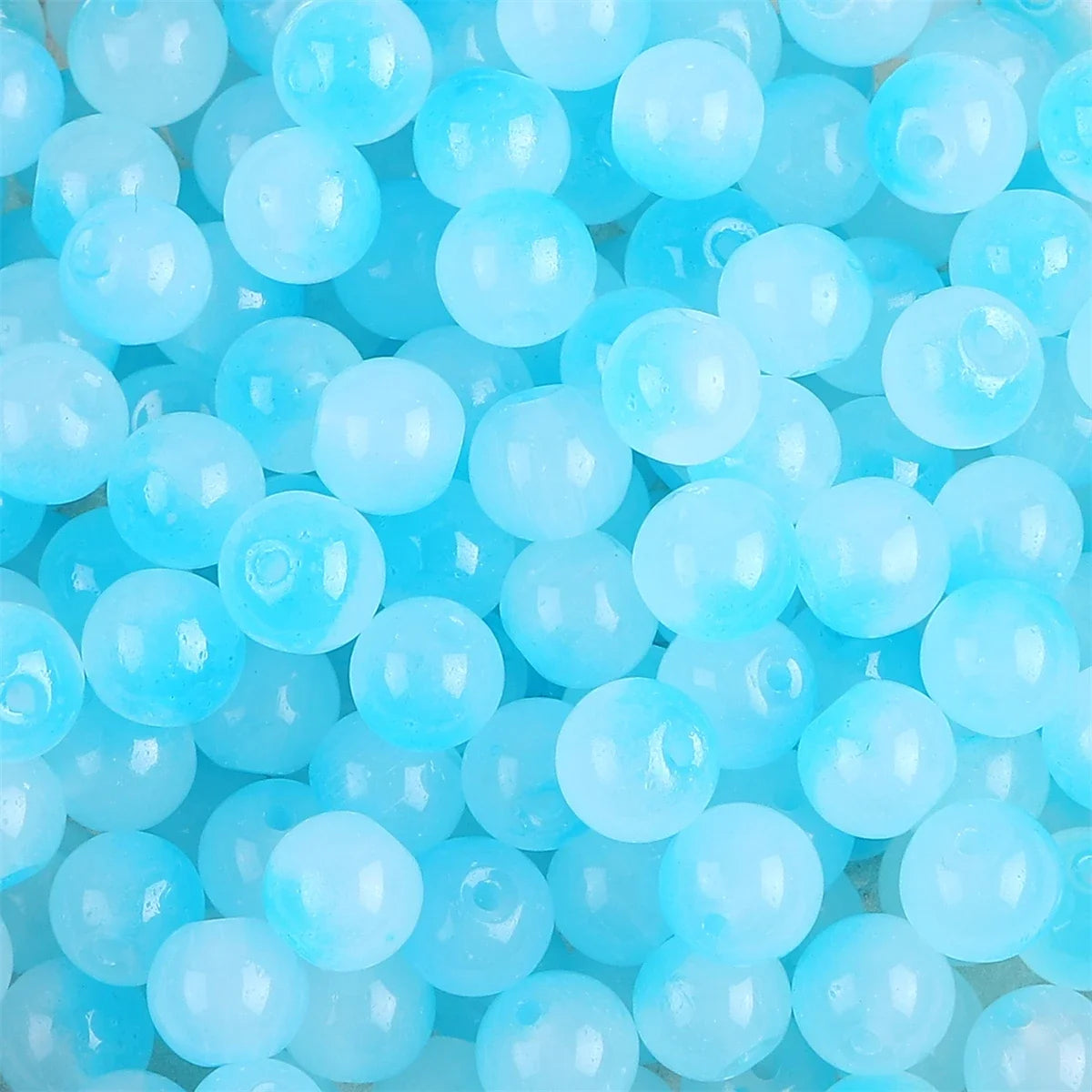 50pcs 8mm Glass Imitation Jade Bead Gradient Double Color Round Bead Handmade DIY Bracelet Necklace Jewelry Making Loose Bead Ma