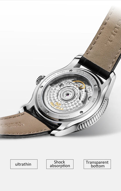 Seagull Extraordinary Series Snowflake Wave Dial Men's Automatic Mechanical Watch Calendar Fashion Luxury Wristwatch 40mm 1133A