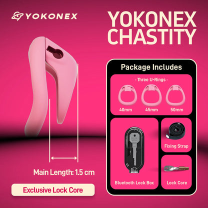 YoKoNex Men Chastity Lock, Black Male Cage, Penis Ring with 3 Sizes, Ergonomic Chastity Device, Adult Toy, New 2026