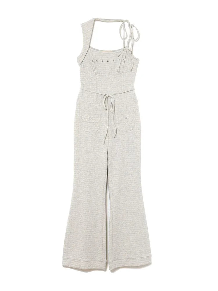 2025 Japanese Style Fashion Off-Shoulder Knit Jumpsuit for Women Summer New Sweet Girls Versatile Jumpsuits Lady Casual Pants