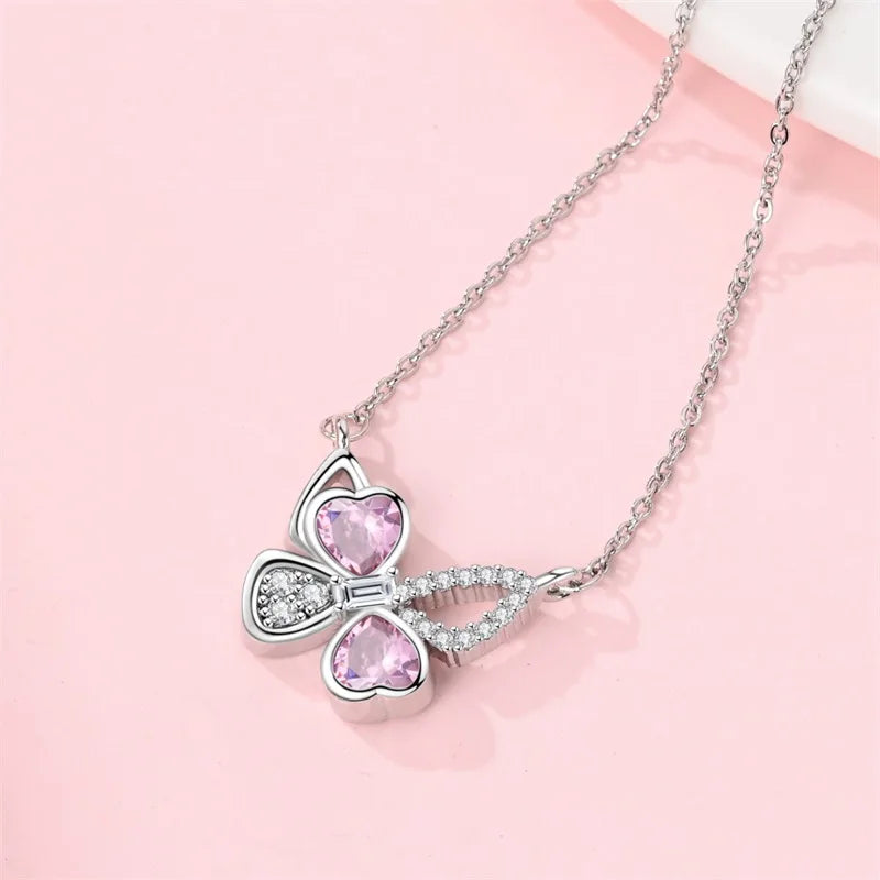 New 925 Sterling Silver Cupid Arrow Mobius Butterfly Dragonfly Sparkling Simple Heart Guardian Necklace 100% 925 Sterling Silver