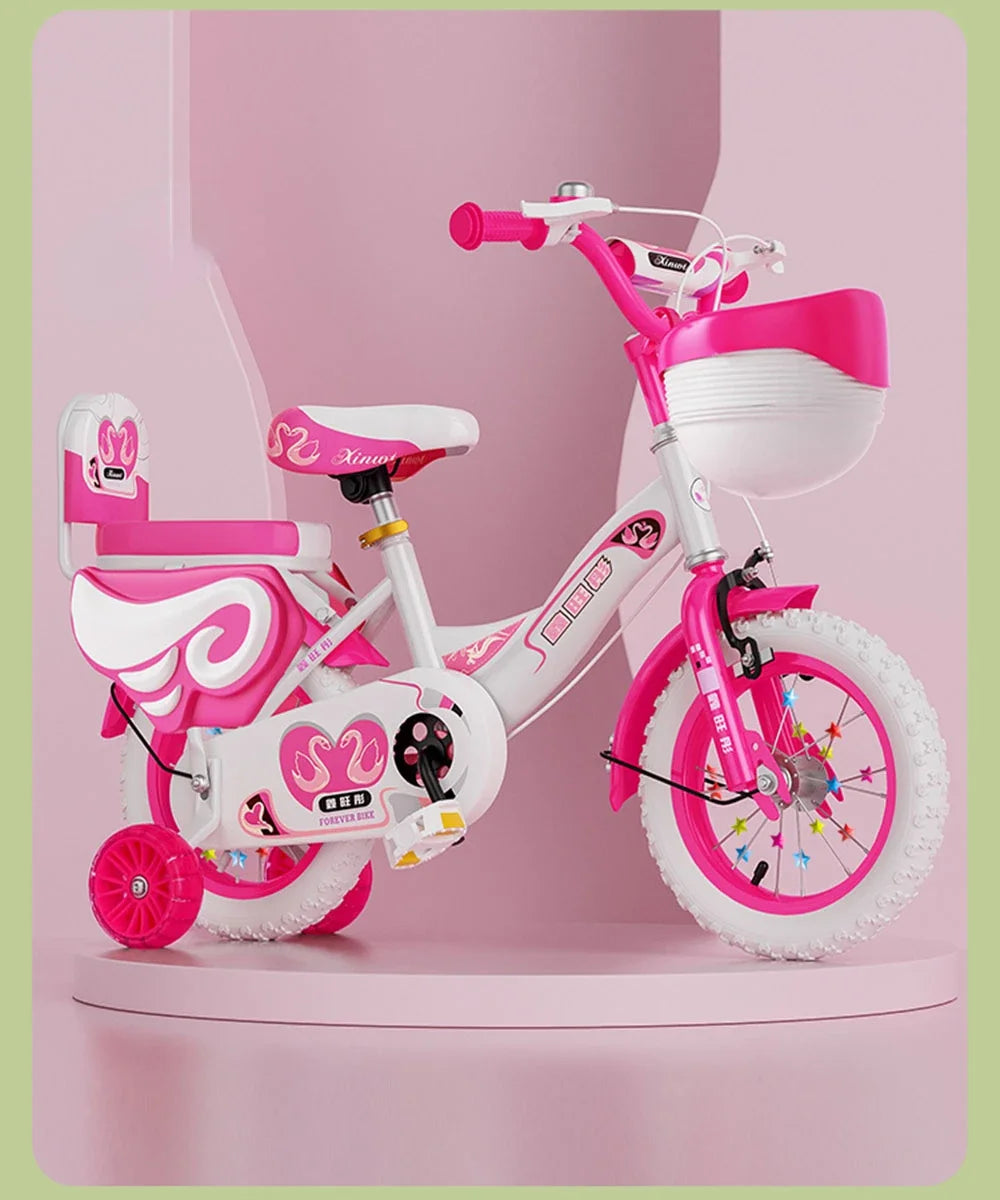 Girls Bike for Kids 12 14 16 Inch Kids Bike with Training Wheels & Dual Brakes Toddler Bicycle with Basket Birthday Gift for Boy