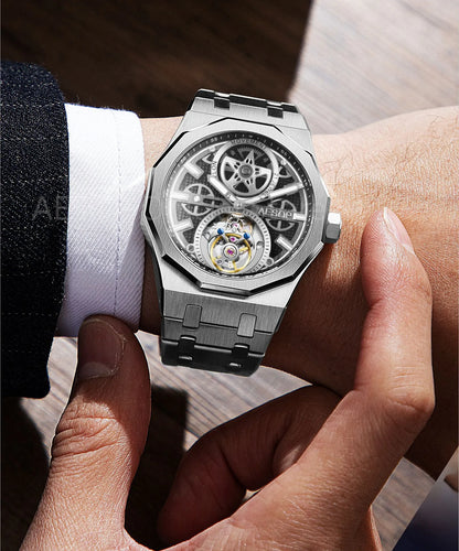 AESOP Men Flying Tourbillon Movement Mechanical Automatic Luxury Watches Wristwatches Skeleton Watch Brand For Man Sapphire