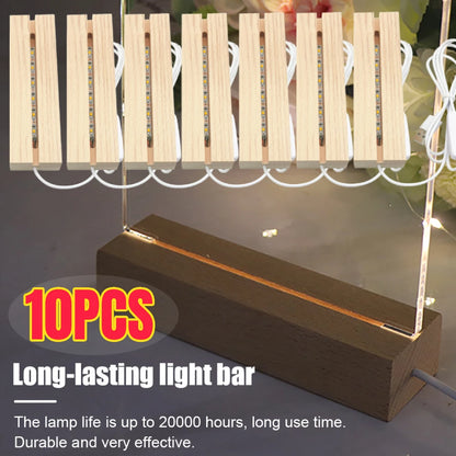 1-10PCS LED Wood Light Display Crystal Wooden Lighted Base Stand Acrylic Light Plate Base USB Wooden Base for Resin Art Light