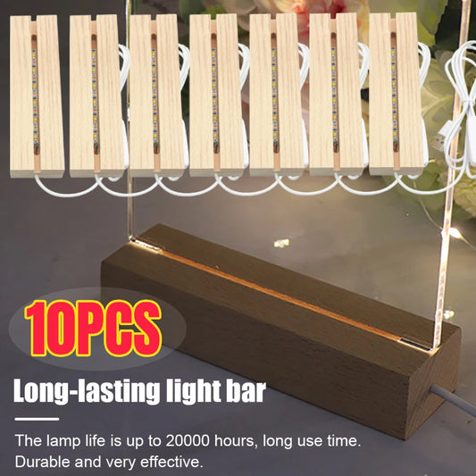 1-10PCS LED Wood Light Display Crystal Wooden Lighted Base Stand Acrylic Light Plate Base USB Wooden Base for Resin Art Light