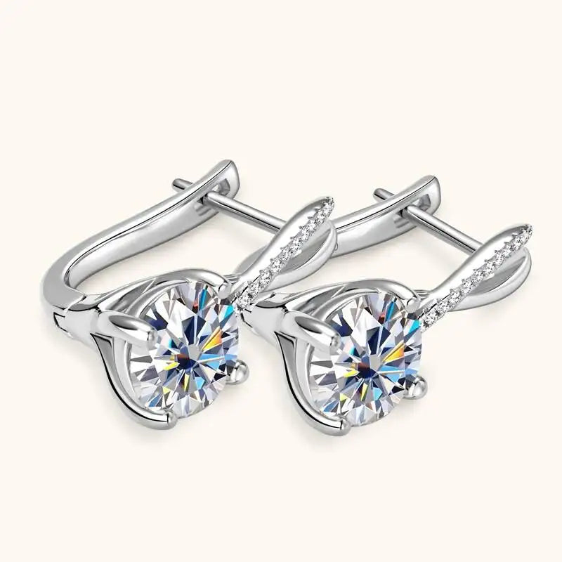 Taoyu D2.0CT Moissanite Drop Hie Earrings Real Silver Women Gold Plated Hoops Infinite Earring Certified Wedding Jewelry
