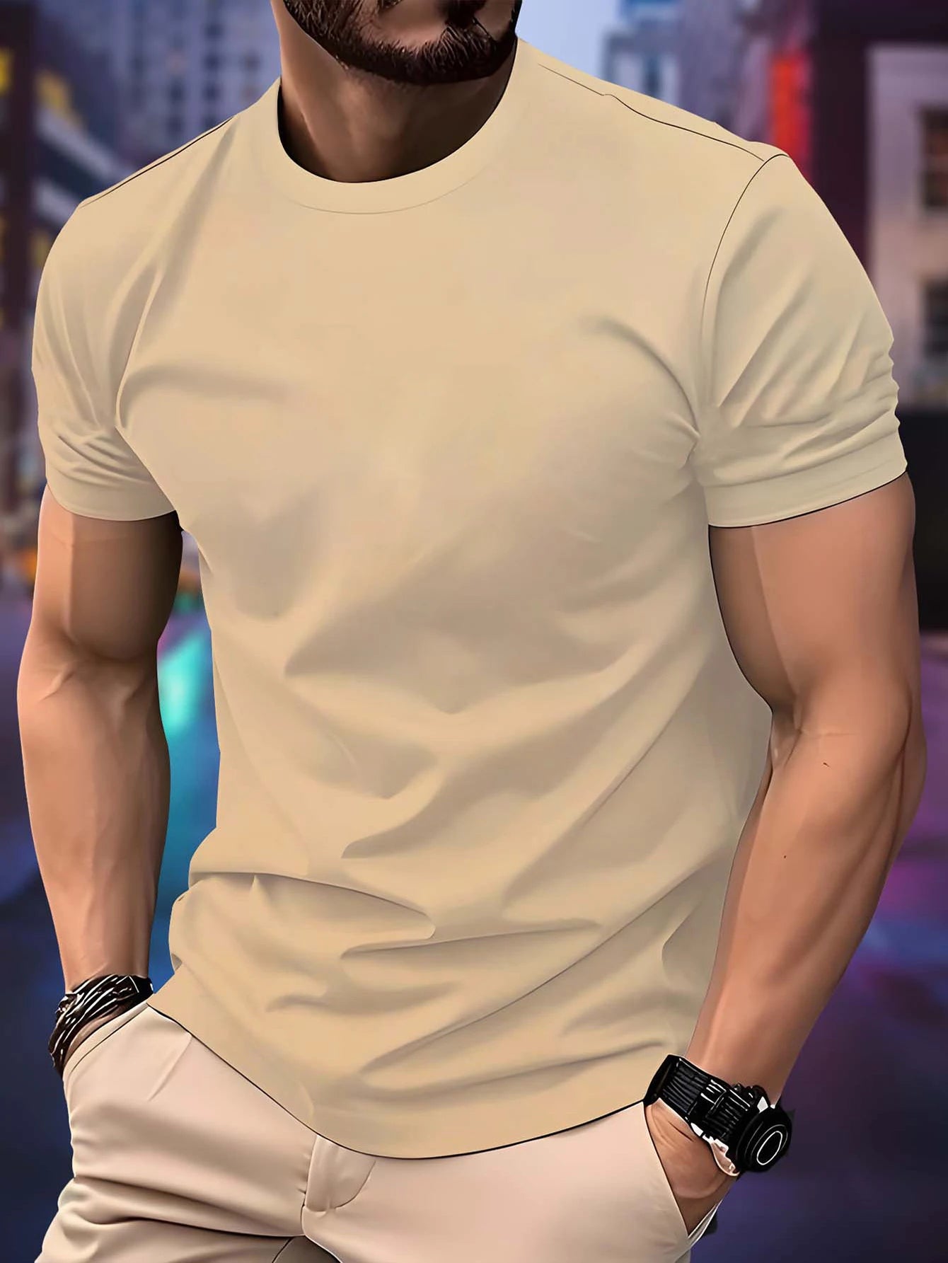 2026 New Spring / Summer Luxury Men's Fashion T-shirt Crewneck Casual Trend Y2K High-end High Quality Fitness Sports T-shirt