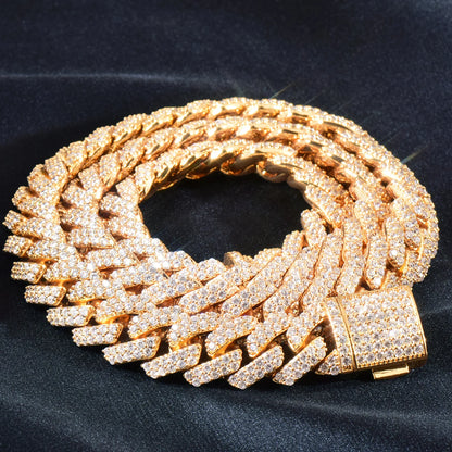 Iced Out Miami Cuban Chain Necklace For Men Women 8mm 10mm 12mm Zircon Link Gold Silver Color Fahion Hip Hop Jewelry