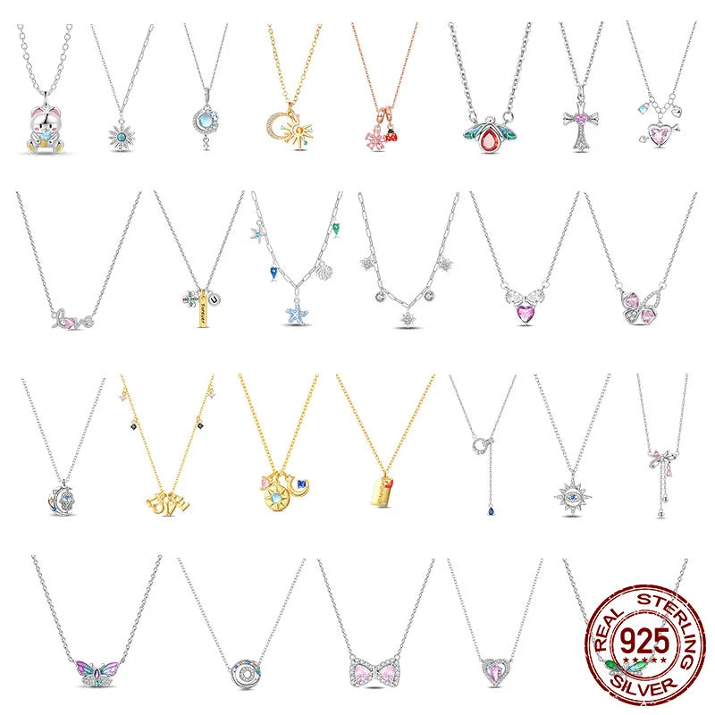 New 925 Sterling Silver Cupid Arrow Mobius Butterfly Dragonfly Sparkling Simple Heart Guardian Necklace 100% 925 Sterling Silver