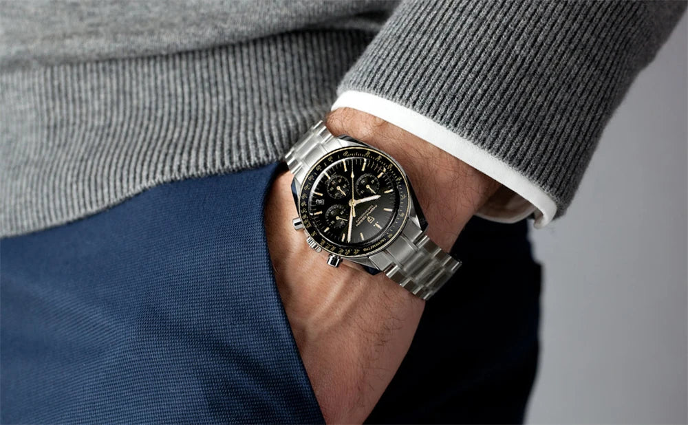 PAGANI DESIGN New Retro Watch Luxury Moon Quartz Watches For Men Stainless steel Luminous waterproof Sport Chronograph Man 2025