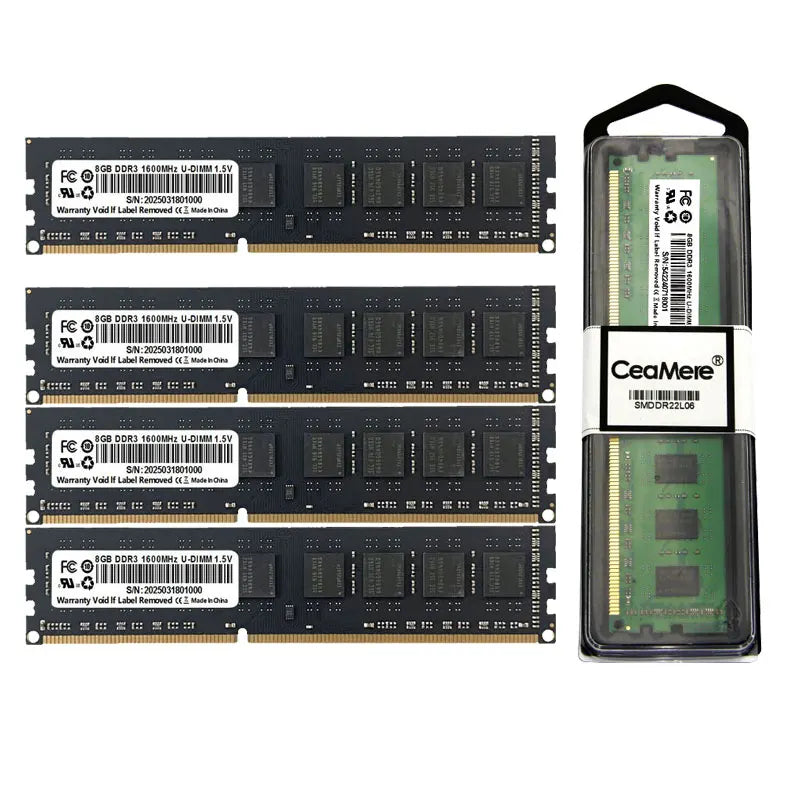 CeaMere DDR3 5~50 PCS Desktop Memory, 4GB/8GB, 1333MHz/1600MHz, PC Memory Module, 240PIN, 1.35V/1.5V, Wholesale Universal Memory