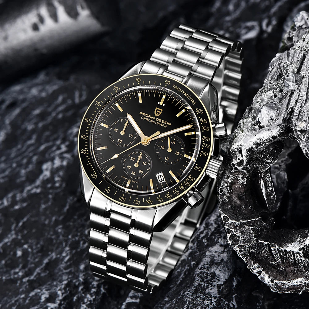 PAGANI DESIGN New Retro Watch Luxury Moon Quartz Watches For Men Stainless steel Luminous waterproof Sport Chronograph Man 2025