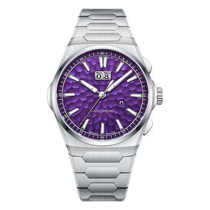 Lucky Harvey Hammered DialSelf-sounding Chiming Watches Automatic Movement Men's Watch 316L Stainless Steel Wristwatch Casual