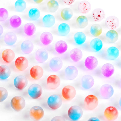 50pcs 8mm Glass Imitation Jade Bead Gradient Double Color Round Bead Handmade DIY Bracelet Necklace Jewelry Making Loose Bead Ma