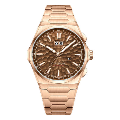 Lucky Harvey Hammered DialSelf-sounding Chiming Watches Automatic Movement Men's Watch 316L Stainless Steel Wristwatch Casual