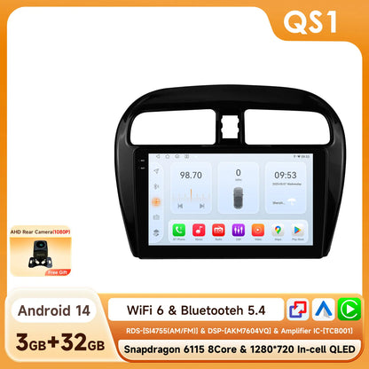 Hizpo 2 Din Android 14 Car Radio Multimidia For MITSUBISHI Mirage Spacestar Dodge Attitude 2012-2018 GPS Navigation Carplay DSP