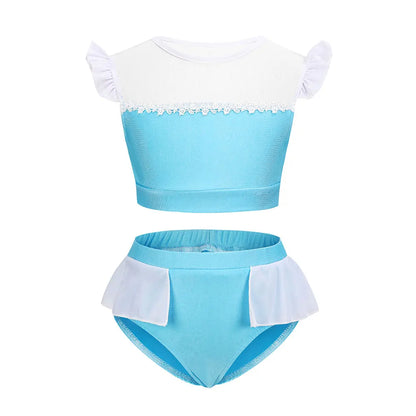2 3 4 6 8 Yrs Girls Summer Swimming Clothing Bikini Two Pieces Set Princess Cosplay Beach Pool Costume Swimsuit Bathing Outfit