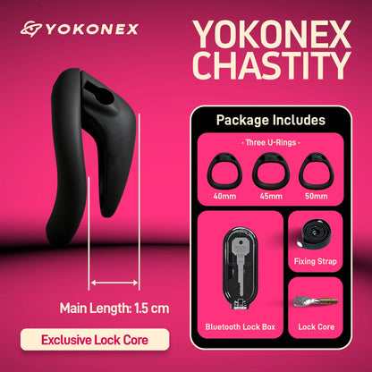 YoKoNex Men Chastity Lock, Black Male Cage, Penis Ring with 3 Sizes, Ergonomic Chastity Device, Adult Toy, New 2026