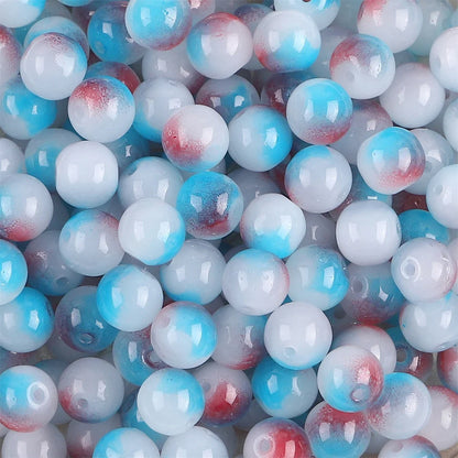 50pcs 8mm Glass Imitation Jade Bead Gradient Double Color Round Bead Handmade DIY Bracelet Necklace Jewelry Making Loose Bead Ma