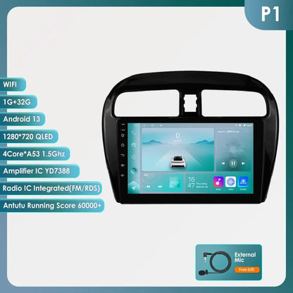 Hizpo 2 Din Android 14 Car Radio Multimidia For MITSUBISHI Mirage Spacestar Dodge Attitude 2012-2018 GPS Navigation Carplay DSP