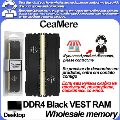 CeaMere 2pcs D4 desktop computer memory bar memoriam 8GB 16GB 32GB 2666/3200Mhz memory card PC 288-pin RAM memory card wholesale
