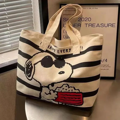 HOT Snoopy student cartoon large-capacity tote bag new versatile printed mommy bag portable shoulder shopping bag canvas bag