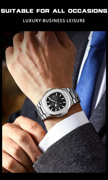 POEDAGAR Top Luxury Brand Man Watch Sports Waterproof Luminous Date Men Wristwatch Square Dial Quartz Men's Watches High Quality
