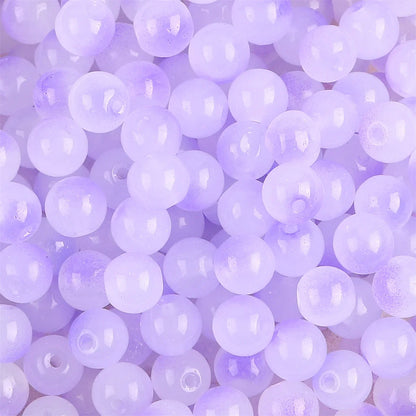 50pcs 8mm Glass Imitation Jade Bead Gradient Double Color Round Bead Handmade DIY Bracelet Necklace Jewelry Making Loose Bead Ma