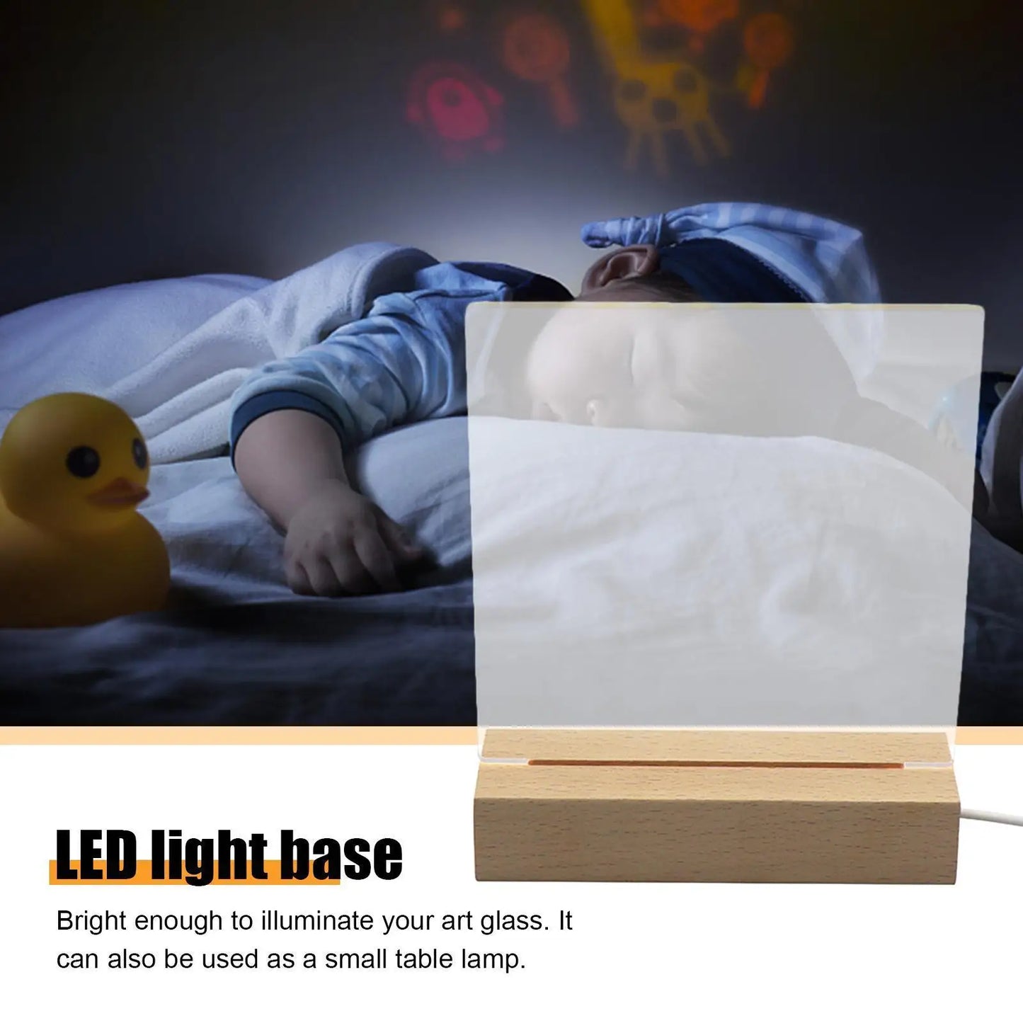 1-10PCS LED Wood Light Display Crystal Wooden Lighted Base Stand Acrylic Light Plate Base USB Wooden Base for Resin Art Light
