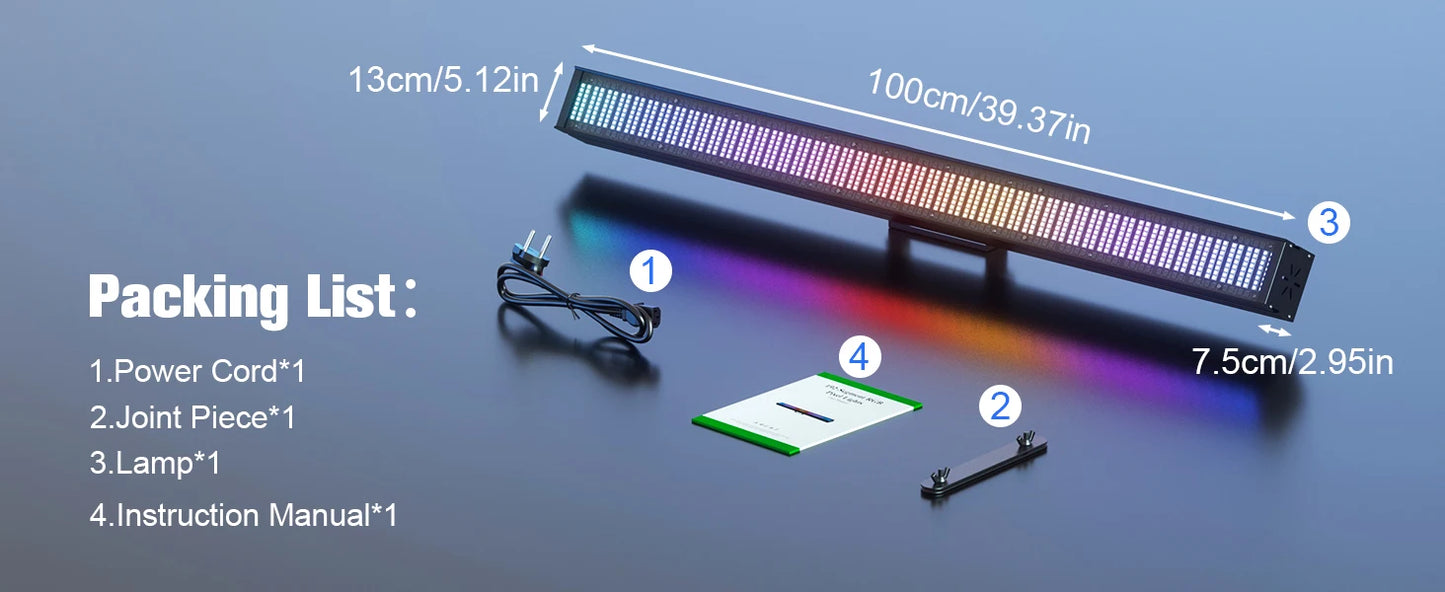Yiflamefly 2Pcs 150W RGB 768LEDs Wall Washer Lights Pixel Stage Light Bar With Strobe/Fade/Pulse For Wedding Party KTV Bar Show