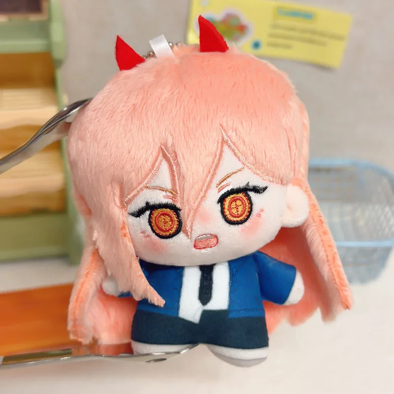 New Cute 10cm Chainsaw Man Plush Doll Set Makima Denji Power Aki Reze Cute Cotton Doll Keychain Pendant for Fans Collection Gift