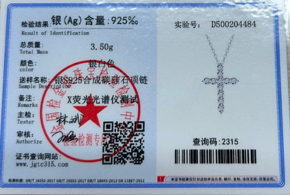 Full Moissanite Cross Pendant Original Sterg Sliver Chain Plated White Gold Fine Necklace For Women Jewelry