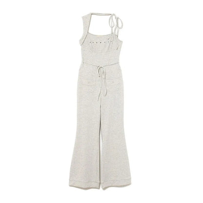 2025 Japanese Style Fashion Off-Shoulder Knit Jumpsuit for Women Summer New Sweet Girls Versatile Jumpsuits Lady Casual Pants