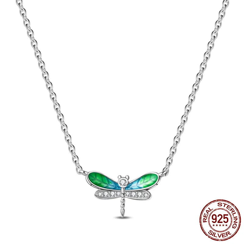 New 925 Sterling Silver Cupid Arrow Mobius Butterfly Dragonfly Sparkling Simple Heart Guardian Necklace 100% 925 Sterling Silver