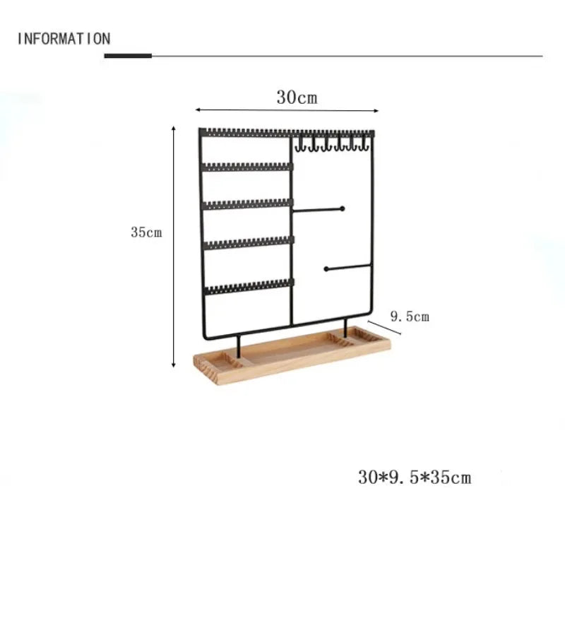 Multifunctional Earring Display Rack Necklace Ring Storage Rack Detachable Wooden Bottom Women Bracelet Watch Jewelry 2030