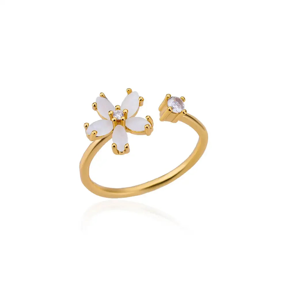 Romantic Colorful Tulip Flower CZ Stainless Steel Women's Ring 18K Gold-plated Anti Fading Rings Wedding Jewelry New Accessories