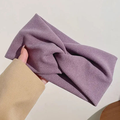 Fashion  Autumn Winter Wide Edge Cross Stretch Fabric Women Girl Headband Headpiece Turban Bandage Hair Accessories Headwear