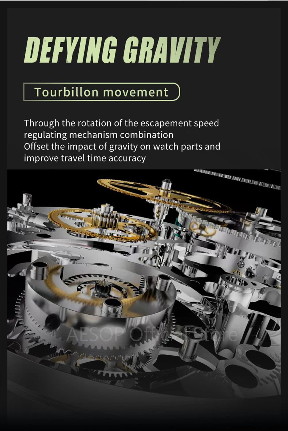 AESOP Men Flying Tourbillon Movement Mechanical Automatic Luxury Watches Wristwatches Skeleton Watch Brand For Man Sapphire