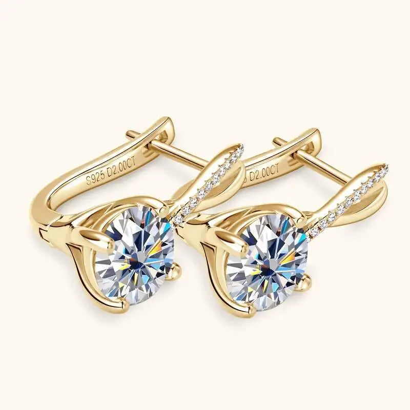 Taoyu D2.0CT Moissanite Drop Hie Earrings Real Silver Women Gold Plated Hoops Infinite Earring Certified Wedding Jewelry