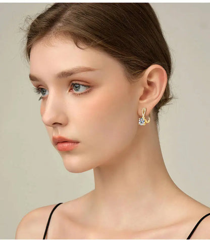 Taoyu D2.0CT Moissanite Drop Hie Earrings Real Silver Women Gold Plated Hoops Infinite Earring Certified Wedding Jewelry
