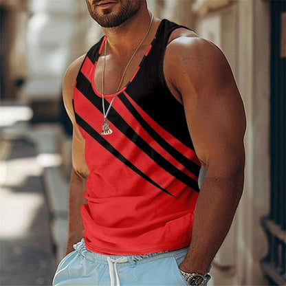 Casual Stripe Tank Top Men's Clothing Simple Casual Fashion Sleeveless Shirt 2025 New Basketball Sport Daily Men Vest