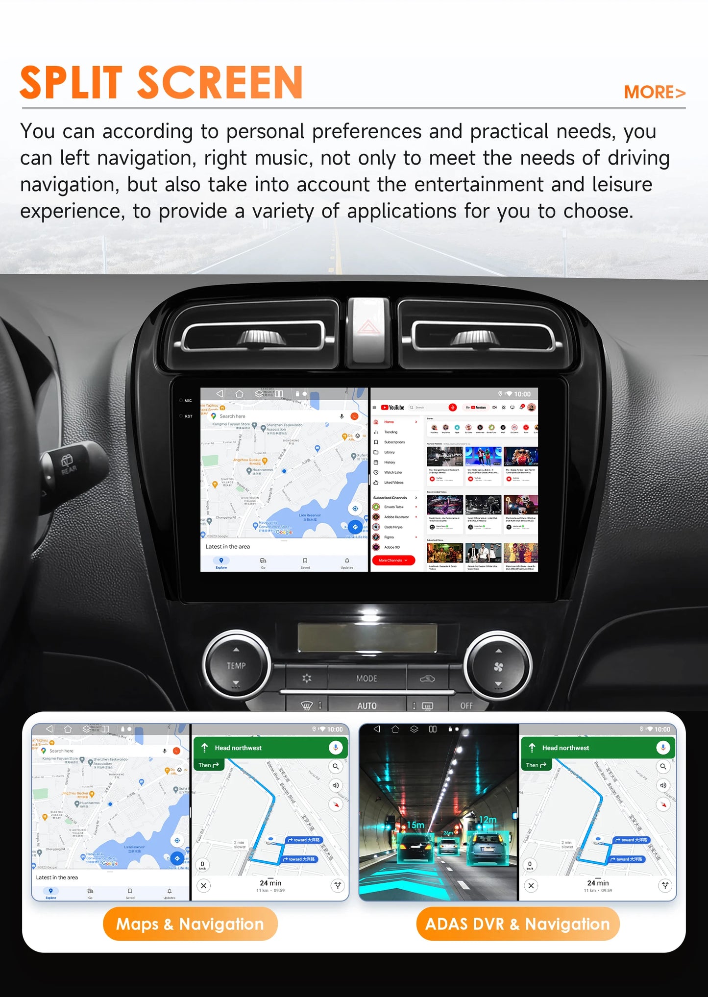 Hizpo 2 Din Android 14 Car Radio Multimidia For MITSUBISHI Mirage Spacestar Dodge Attitude 2012-2018 GPS Navigation Carplay DSP