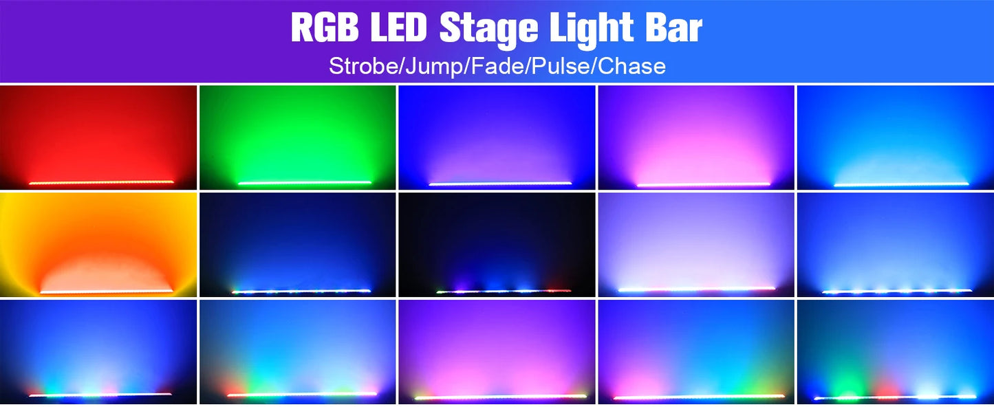 Yiflamefly 2Pcs 150W RGB 768LEDs Wall Washer Lights Pixel Stage Light Bar With Strobe/Fade/Pulse For Wedding Party KTV Bar Show
