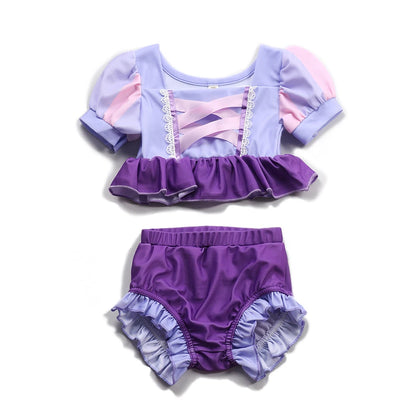 2 3 4 6 8 Yrs Girls Summer Swimming Clothing Bikini Two Pieces Set Princess Cosplay Beach Pool Costume Swimsuit Bathing Outfit